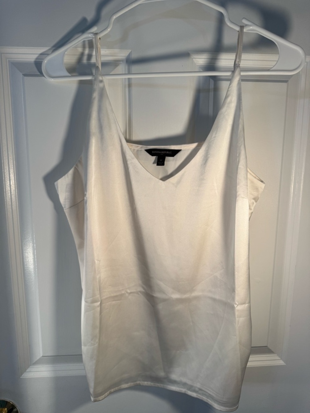 Banana Republic Off White Satin V-Neck Cami Tank